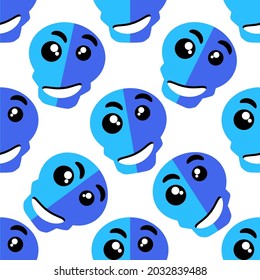 Scull Seamless pattern silhouette halloween grimace horror face