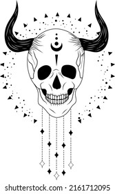 Scull. Skull silhouette. Mystical illustration. Vector.