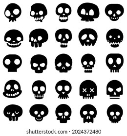 Scull vector icon set. Skeleton illustration symbol collection. halloween sign or logo.