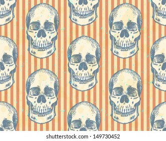 Scull, vector seamless pattern