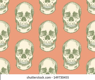 Scull, vector seamless pattern