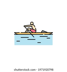 Sculling color line icon. Isolated vector element. Outline pictogram for web page, mobile app, promo