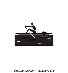 Sculling color line icon. Isolated vector element. Outline pictogram for web page, mobile app, promo