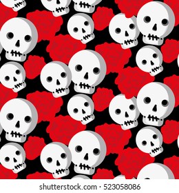 Sculls and roses / background BLACK