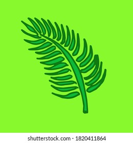 Sculpted Green Finesse: Witness the finesse of nature's sculpture in this thin-outlined fern leaf illustration. Against a lively green backdrop, the intricate details come to life, making it a visual 