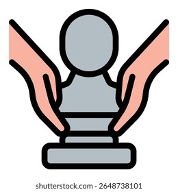 Ícone de escultura ilustração de estilo de linha plana representando criação artística tridimensional e artesanato, adequado para educação artística, projetos criativos e exposições culturais