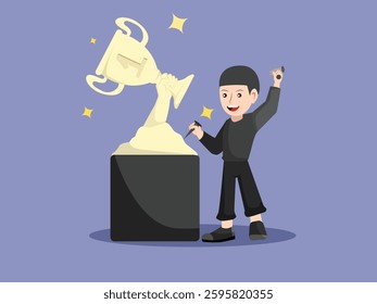 Sculptor Carving a Masterpiece Trophy Statue with Passion and Precision.