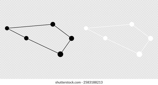 Sculptor constellation map set. Vector illustration.