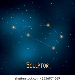 Sculptor constellation in night sky: celestial stars and cosmic patterns.