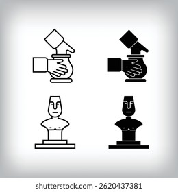 Sculptor and earthenware hobby and leisure design. Simple linear and flat activity icon set.