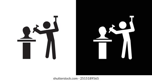 Sculptor icon Thin line flat illustration
