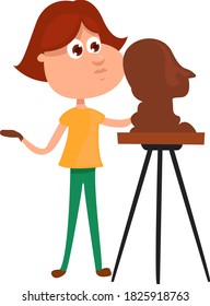 Escultor, ilustración, vector sobre fondo blanco
