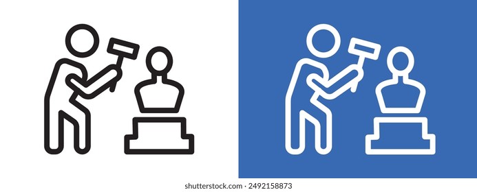 Sculptor logo sign set vector outline