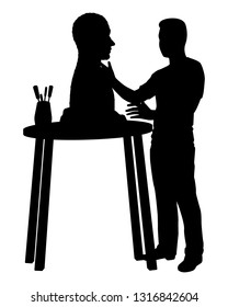 Sculptor while working silhouette vector