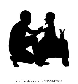 Sculptor while working silhouette vector