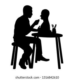 Sculptor while working silhouette vector