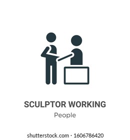 Sculptor working glyph icon vector on white background. Flat vector sculptor working icon symbol sign from modern people collection for mobile concept and web apps design.