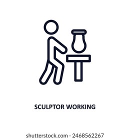sculptor working icon. Thin line sculptor working icon from people collection. Outline vector isolated on white background. Editable sculptor working symbol can be used web and mobile