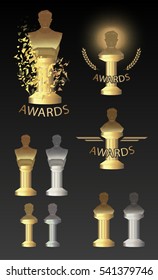 Sculptural bust, Winner golden, champion man, pinnacle of success, takeoff, first place, top, place of honor, Award, reward, Golden man, game
