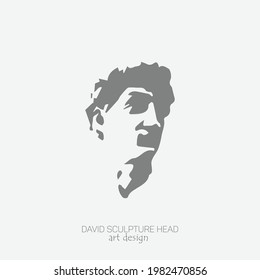 Sculptural head of David. Art Design. Graphic element for minimalistic creative design. Simple graphic design element for posters, covers and cards. Modern Art. Vector eps10