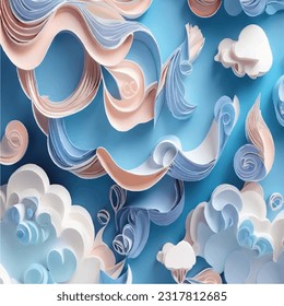 Sculptural Paper Elegance 3D Vector Illustration with Quilled Paper Artistry