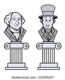 Sculpture of Abraham Lincoln and George Washington Vector Clip-Art