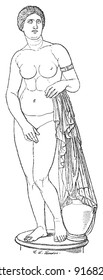 Sculpture of Aphrodite (Venus) - Vintage illustration from Meyers Konversations-Lexikon 1897