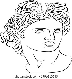 Escultura de Apolo Head en un estilo de moda minimalista. Ilustración de vectores de alta resolución