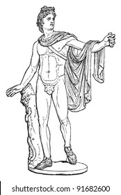 Sculpture of Apollon Belvedere - Vintage illustration from Meyers Konversations-Lexikon 1897