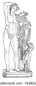 Sculpture of Apollon - Vintage illustration from Meyers Konversations-Lexikon 1897