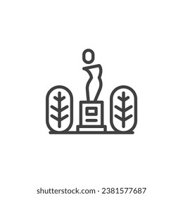 Sculpture Garden line icon. linear style sign for mobile concept and web design. Public park with monument outline vector icon. Symbol, logo illustration. Vector graphics
