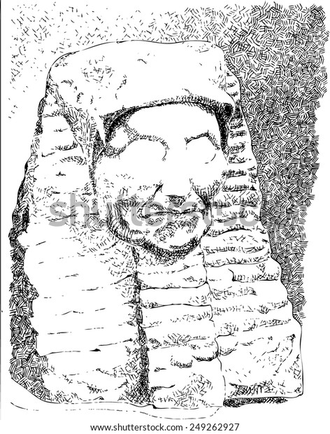 Sculpture Head Sphinx Vectorization Graphic Design Stock Vector ...