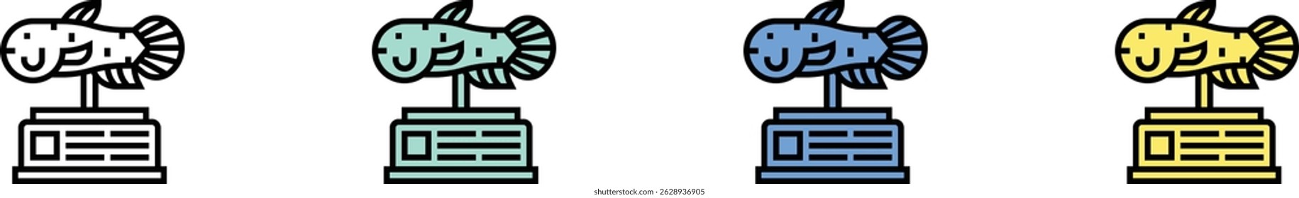 sculpture icon. Outline, Green, Blue and Yellow Style Design Isolated On White Background