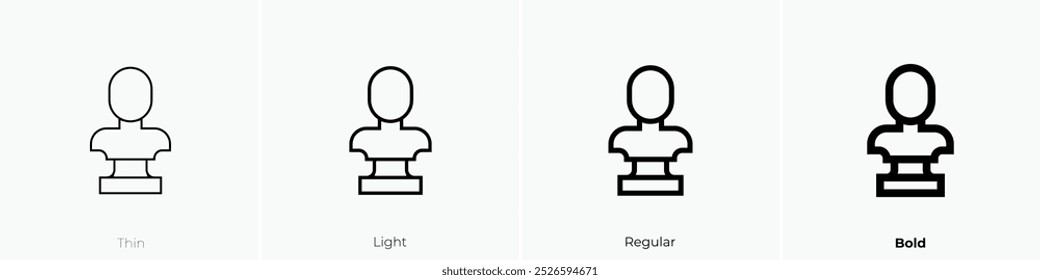 Skulpturensymbol. Dünnes, helles Design im regulären und kühlen Stil, einzeln auf weißem Hintergrund