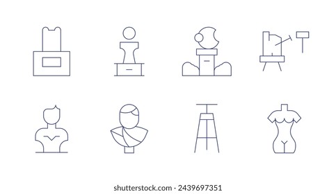 Sculpture icons. Editable stroke. Containing statue, monument, sculpture.