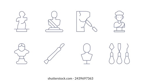 Sculpture icons. Editable stroke. Containing sculpture, bust, statue.