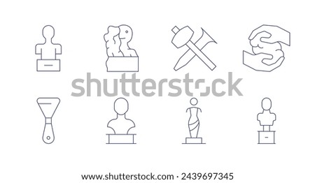 Sculpture icons. Editable stroke. Containing spatula, sculpture, bust, statue, claycrafting.