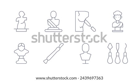 Sculpture icons. Editable stroke. Containing sculpture, bust, statue.