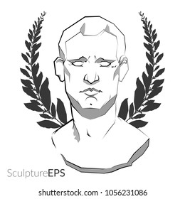 sculpture of man head with laurel wreath vector