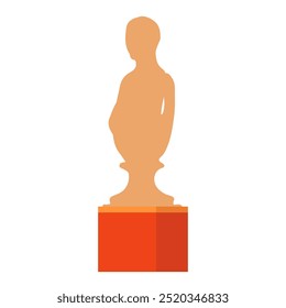 Sculpture at museum exhibition in flat design. Classic statue at gallery. Vector illustration isolated.