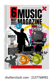 Sculpture and music cover magazine. Layout illustration modern background. 