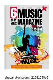 Sculpture and music cover magazine. Layout illustration modern background.