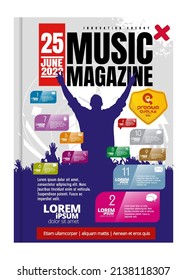 Sculpture and music cover magazine. Layout illustration modern background. 
