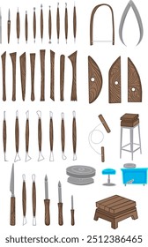Sculpture and pottery tools element illustration for decoration on art and handcrafted concept.