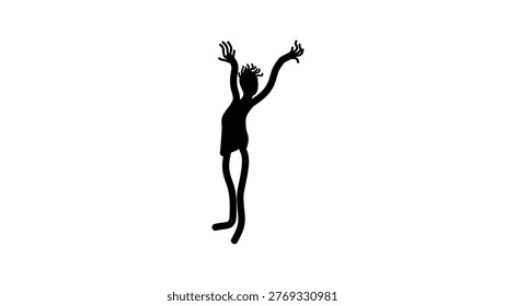 Sculpture of a praying man, black vector illustration