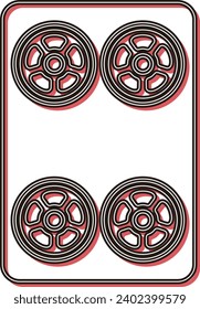 Sculpture style color shadow mahjong tile single item icon four tube