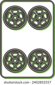 Sculpture style color shadow mahjong tile single item icon four tube
