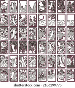 Sculpture style simple Hanafuda icon set
