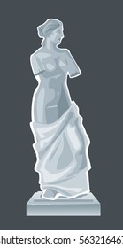 Sculpture Venus - goddess of love.Vector flat isolated illustration on white background.