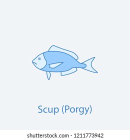 scup 2 colored line icon. Simple light and dark blue element illustration. scup concept outline symbol design from fish set